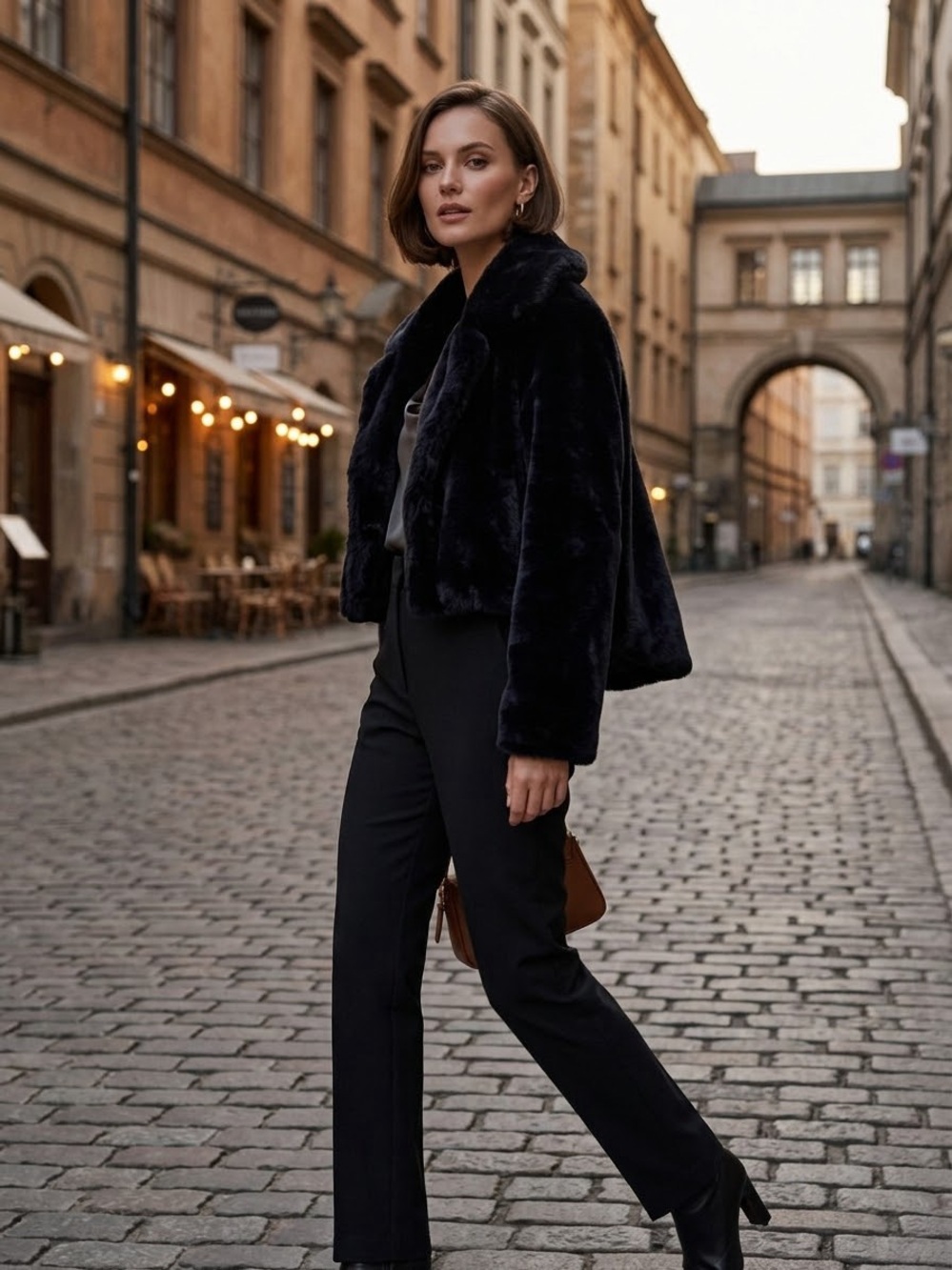 AKIRA Black Plush Cropped Teddy Jacket - Picture 8 of 8